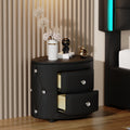 Elegant PU Nightstand with 2 Drawers and Crystal Handle, Easy Assembled