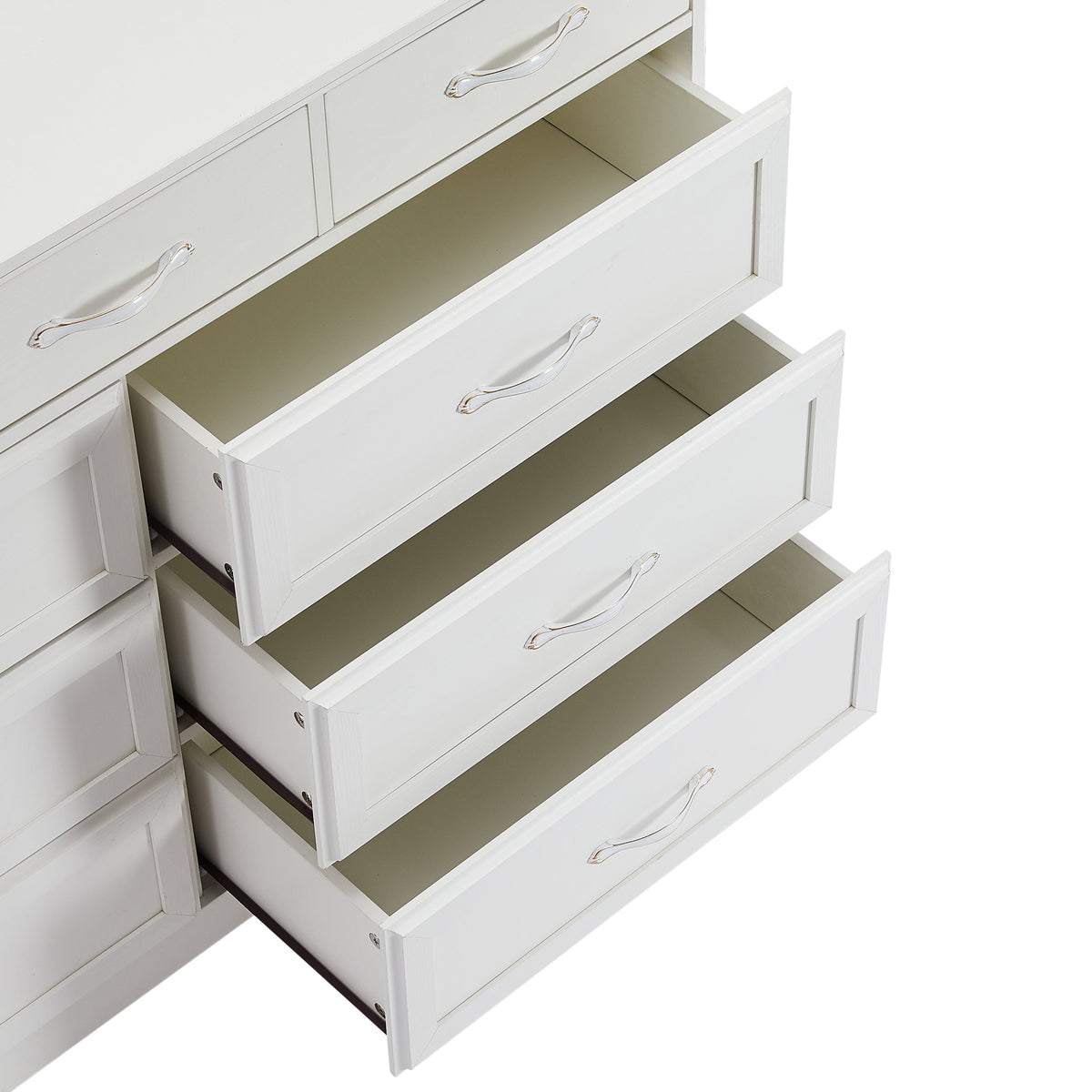 Bedroom dresser 9 drawer long dresser with antique handles wood chest of drawers