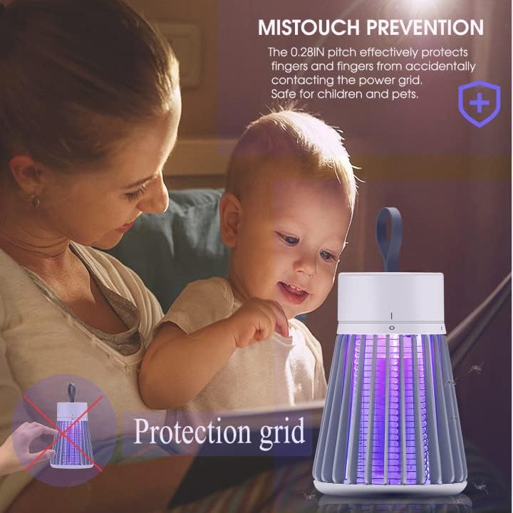 Mosquito Zapper, Rechargeable Bug Zapper with Safety Grid, USB Charging Cordless Design