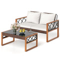 2 Pieces Patio Wicker Furniture Set for Porch-White