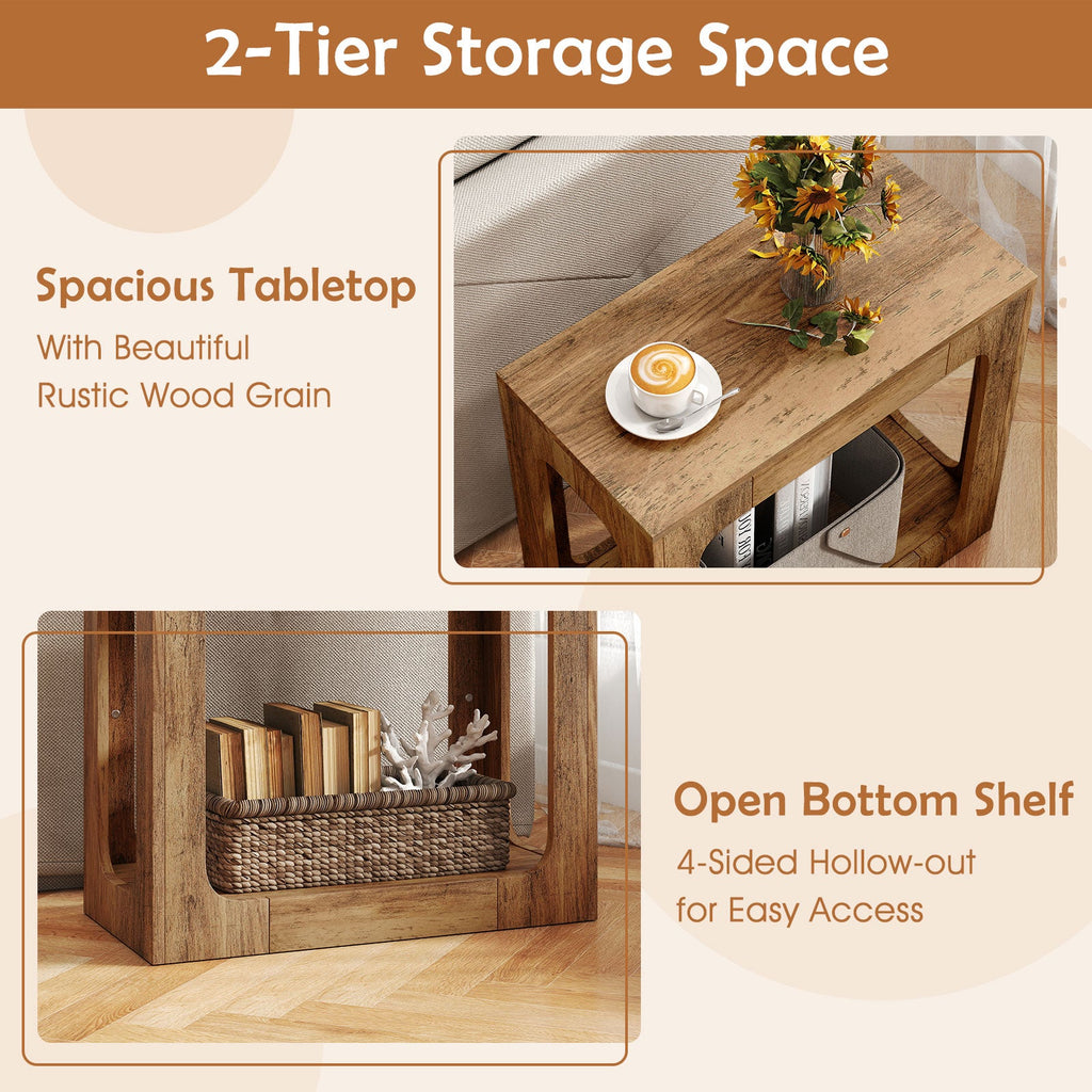 2-Tier End Table with Storage Shelf