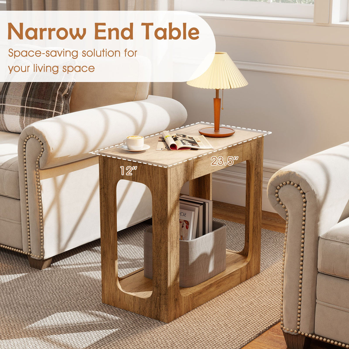 2-Tier End Table with Storage Shelf