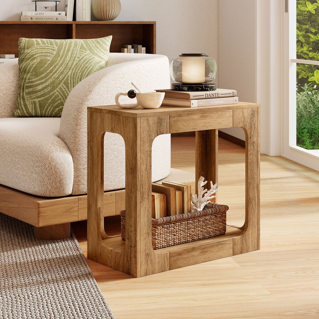 2-Tier End Table with Storage Shelf