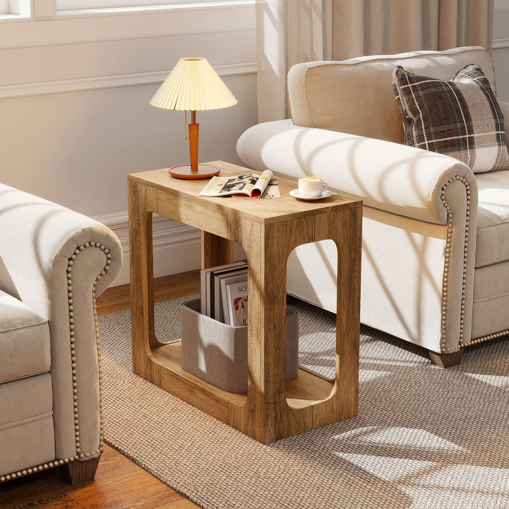 2-Tier End Table with Storage Shelf