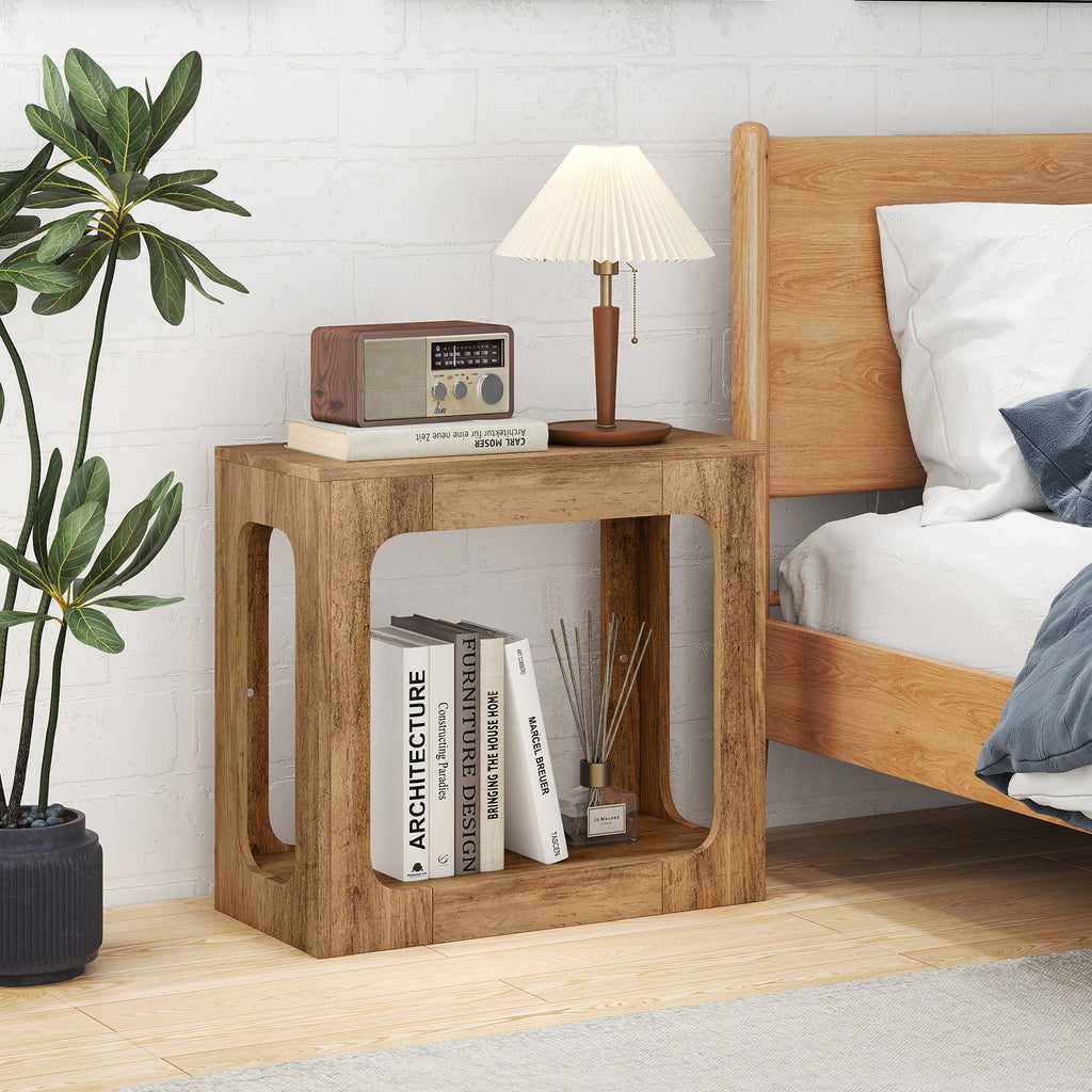 2-Tier End Table with Storage Shelf