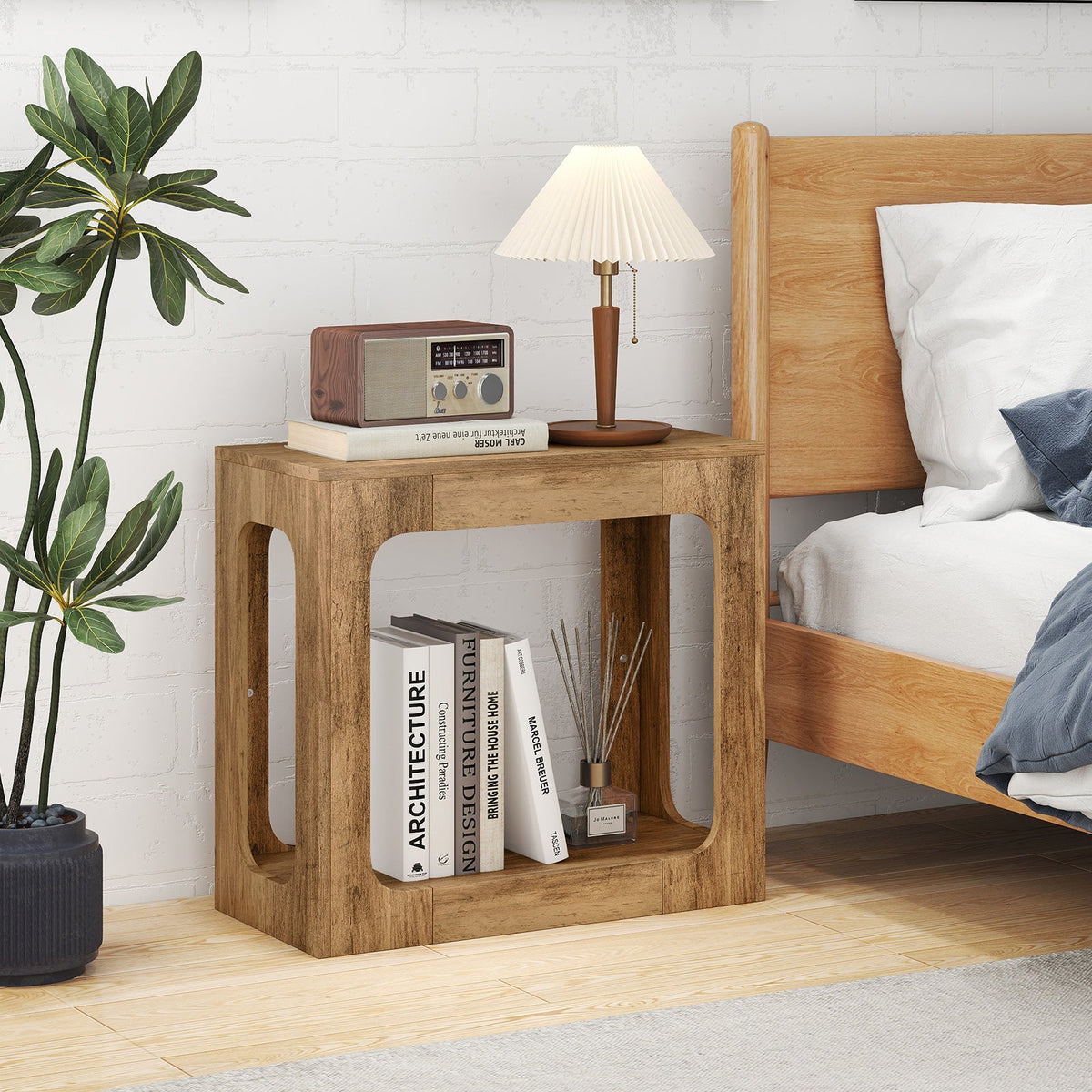 2-Tier End Table with Storage Shelf