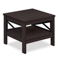 2-Tier Square Side Table with Storage Shelf and X-Frame