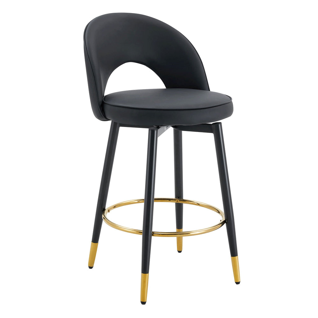Modern Upholstered 360° Rotatable Bar Chair With Metal Legs (Set of 2)