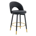 Modern Upholstered 360° Rotatable Bar Chair With Metal Legs (Set of 2)