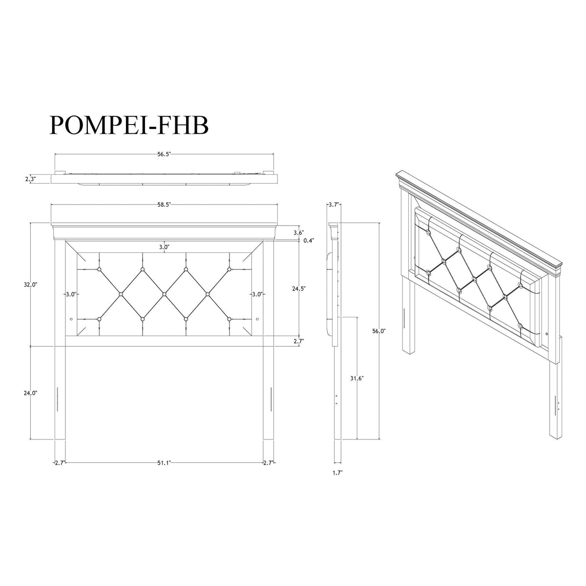 5 Pieces Bedroom Set With Crystal Tufted Headboard with LED Lighting