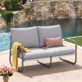 Outdoor Patio 2-Seater Aluminum Frame Loveseat with Water-Resistant Cushions - Light Gray