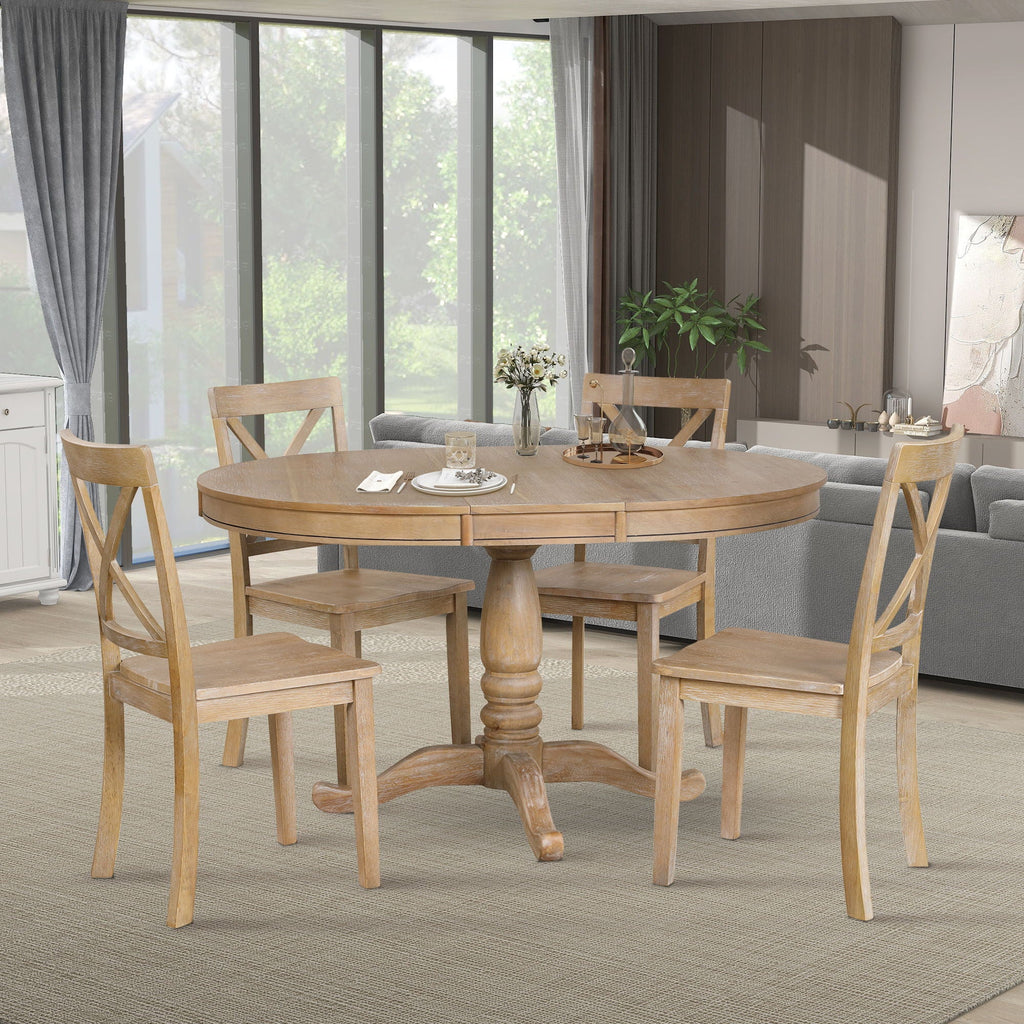 Dining Table Set For 4, Round Table And 4 Chairs