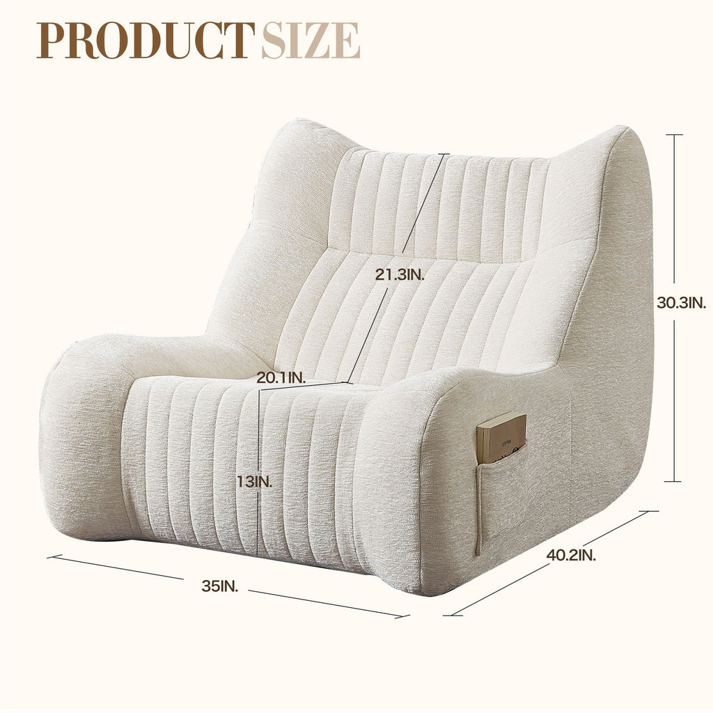 Bean Bag Chair For Adults, Memory Foam, Chenille Fabric