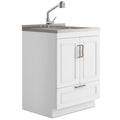 Laundry Cabinet With Faucet And Sink - White