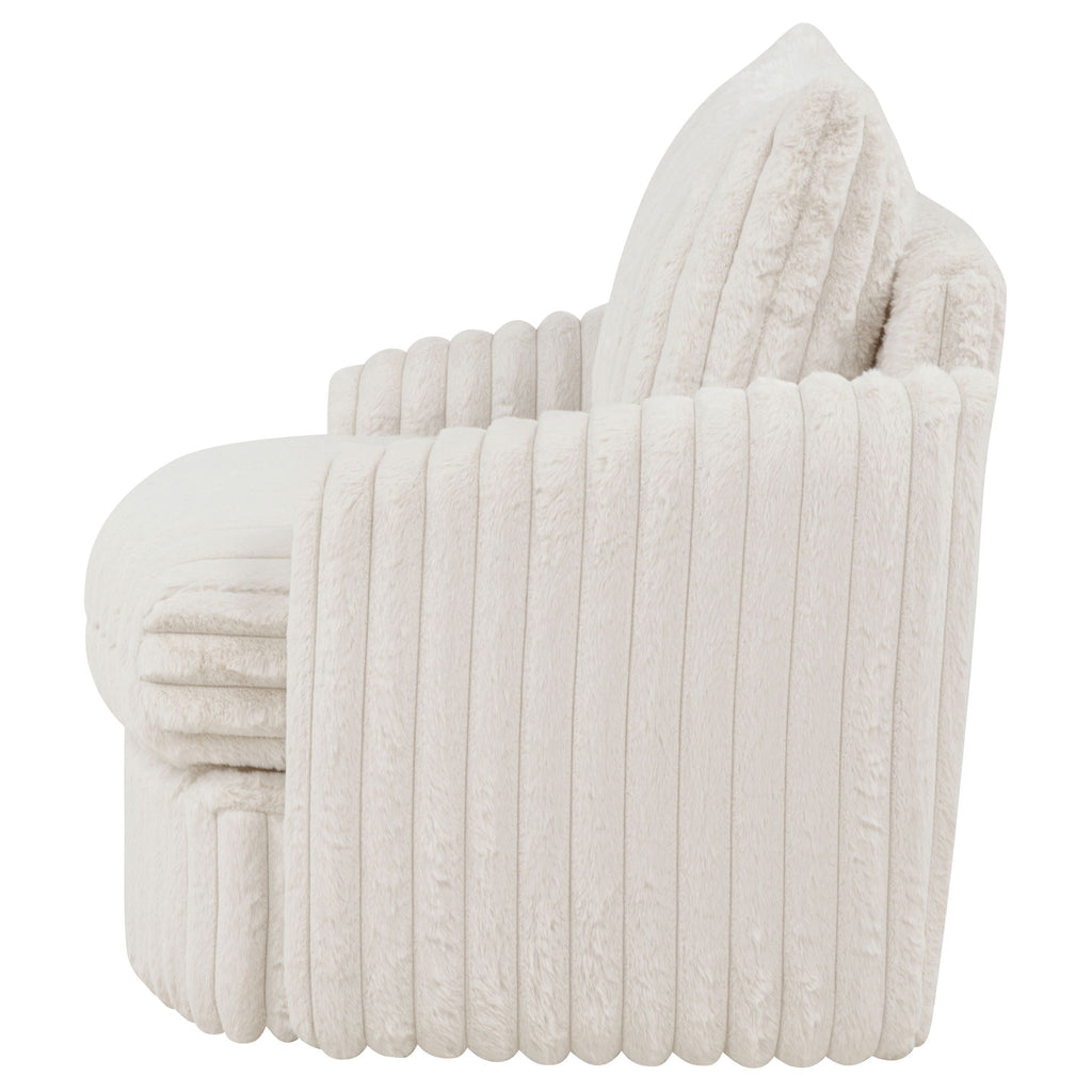 Corduroy Upholstered Swivel Accent Arm Chair Ivory