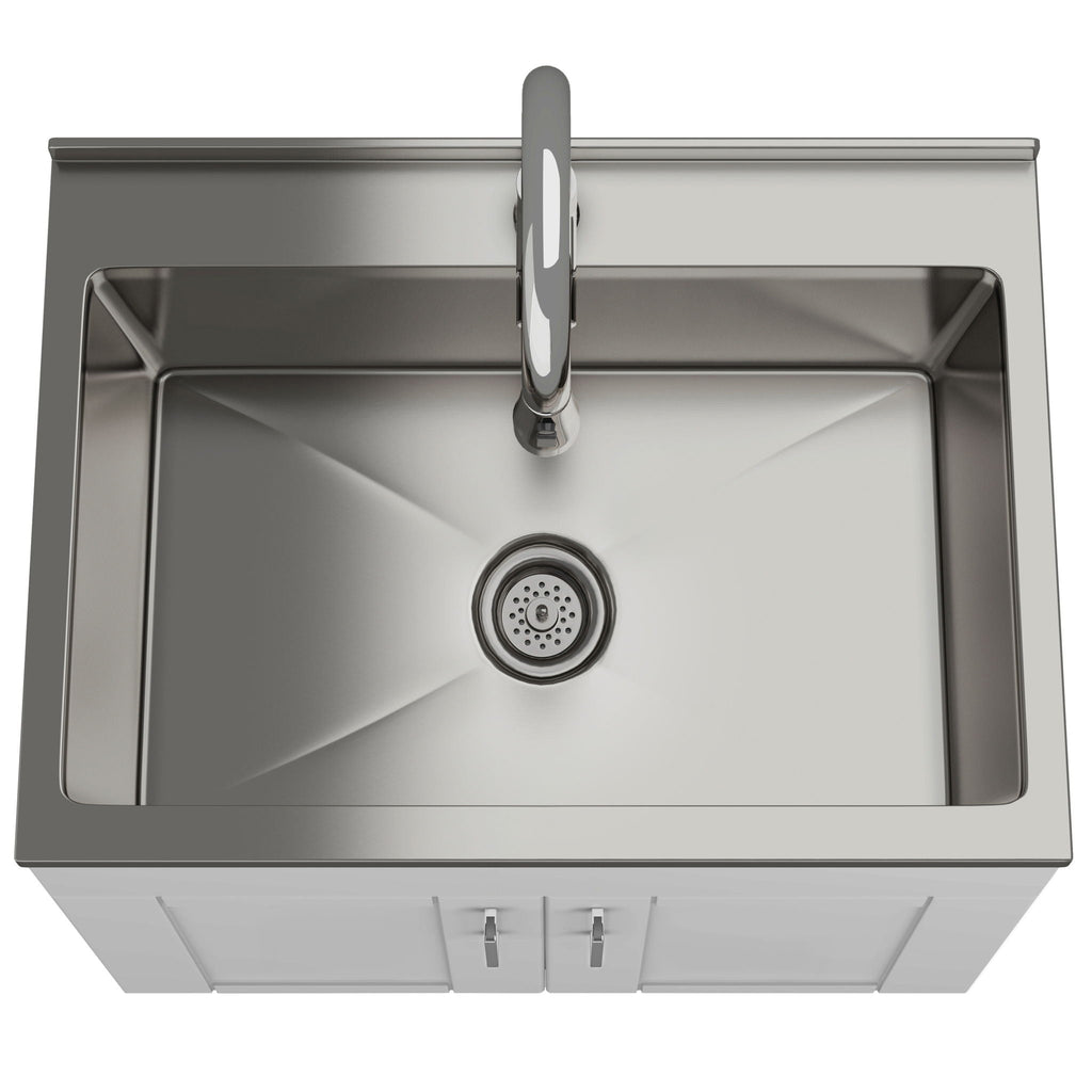 Wide, Laundry Cabinet With Faucet And Stainless Steel Sink