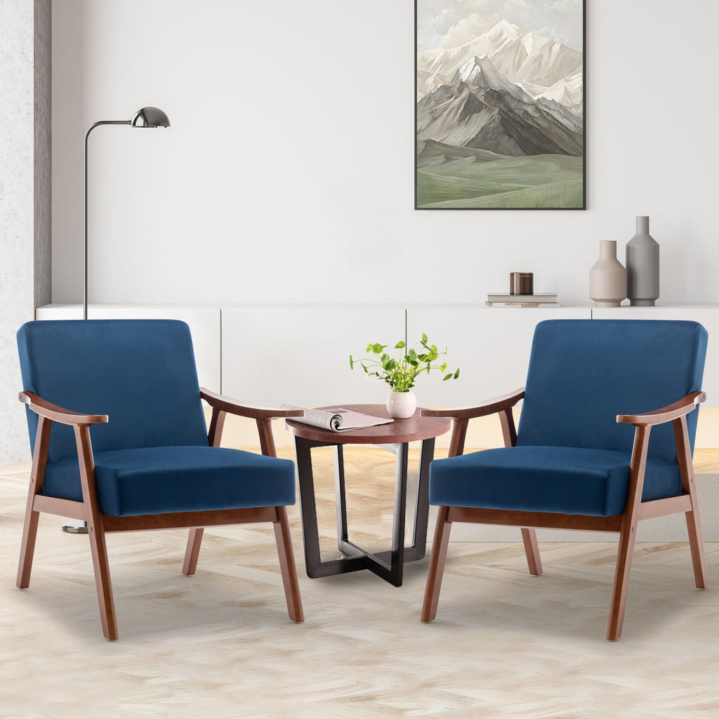 Mid Century Modern Accent Chair With Solid Wood Frame