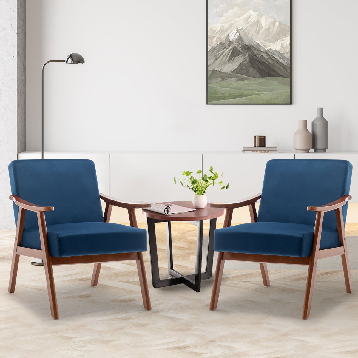 Mid Century Modern Accent Chair With Solid Wood Frame
