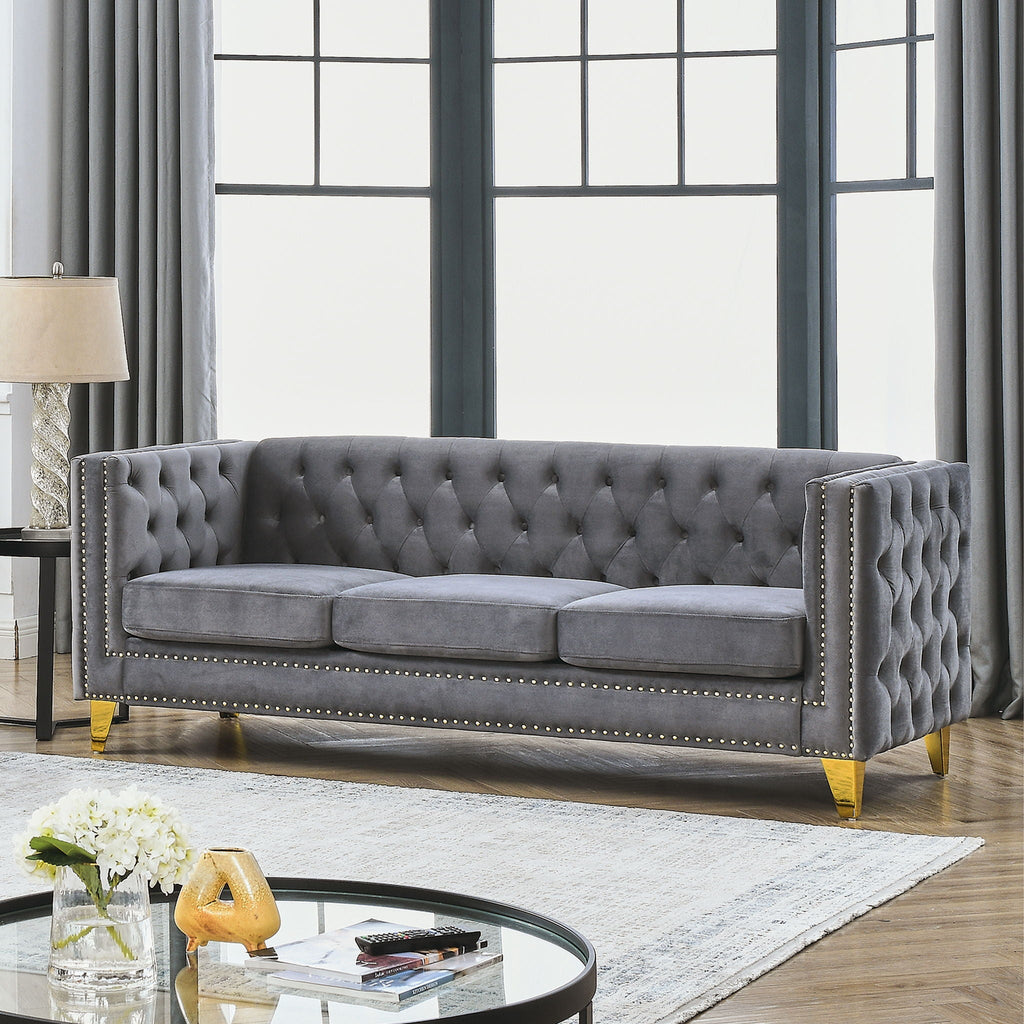 Upholstered Couch Sofa With Button Tufting