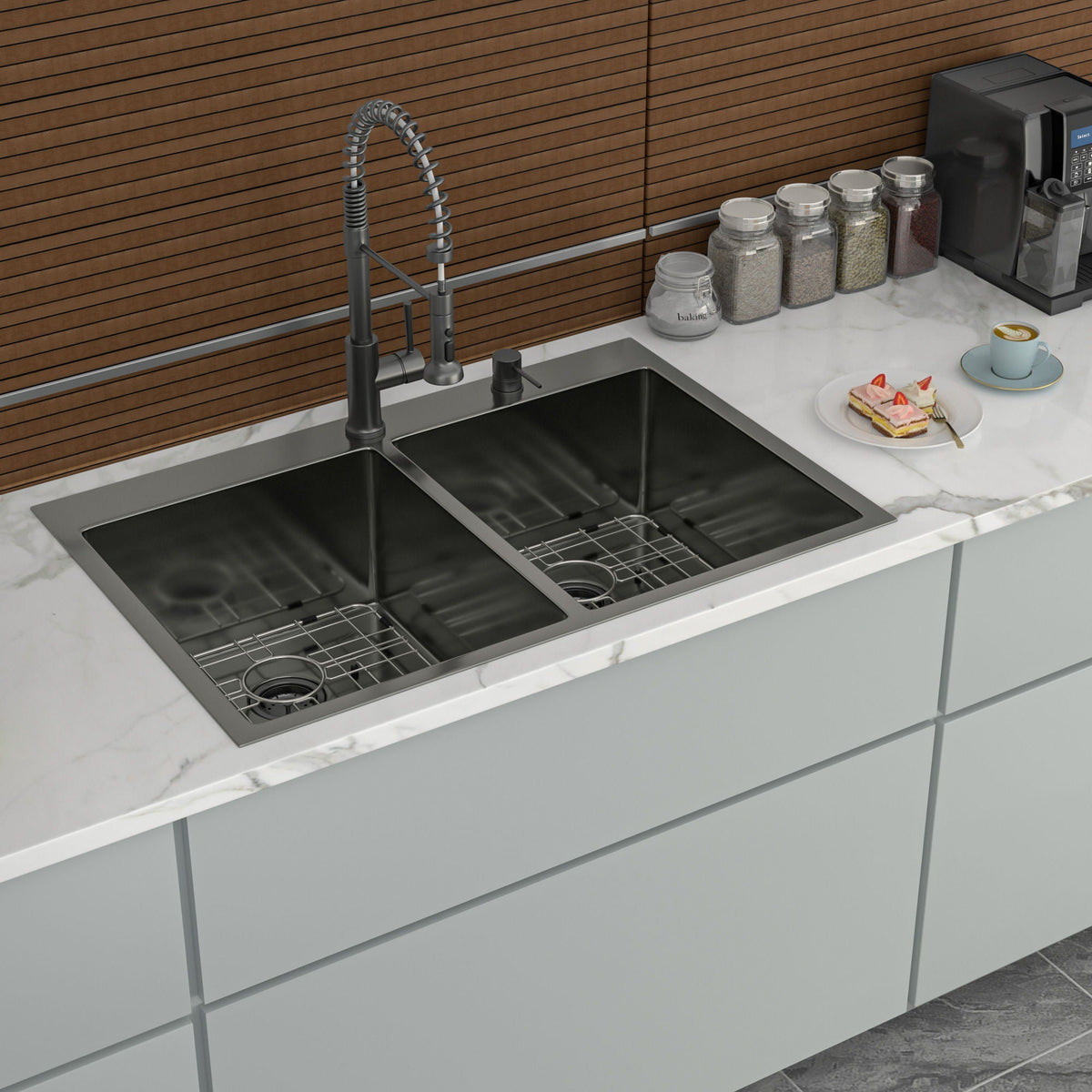 Double Bowl Drop In Kitchen Sink 33" X 22" With 16 Gauge Stainless
