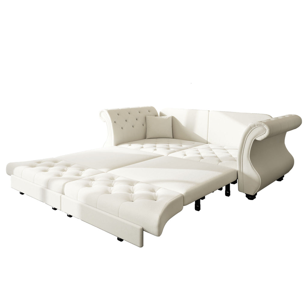 Oversized Chesterfield Pull Out Sofa Bed with Flower Tufting