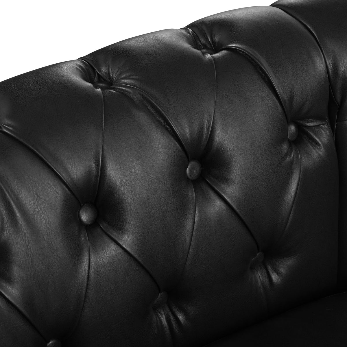 L Shaped Reversible Modern Chesterfield Sofa with Rolled Arms and Nailheads