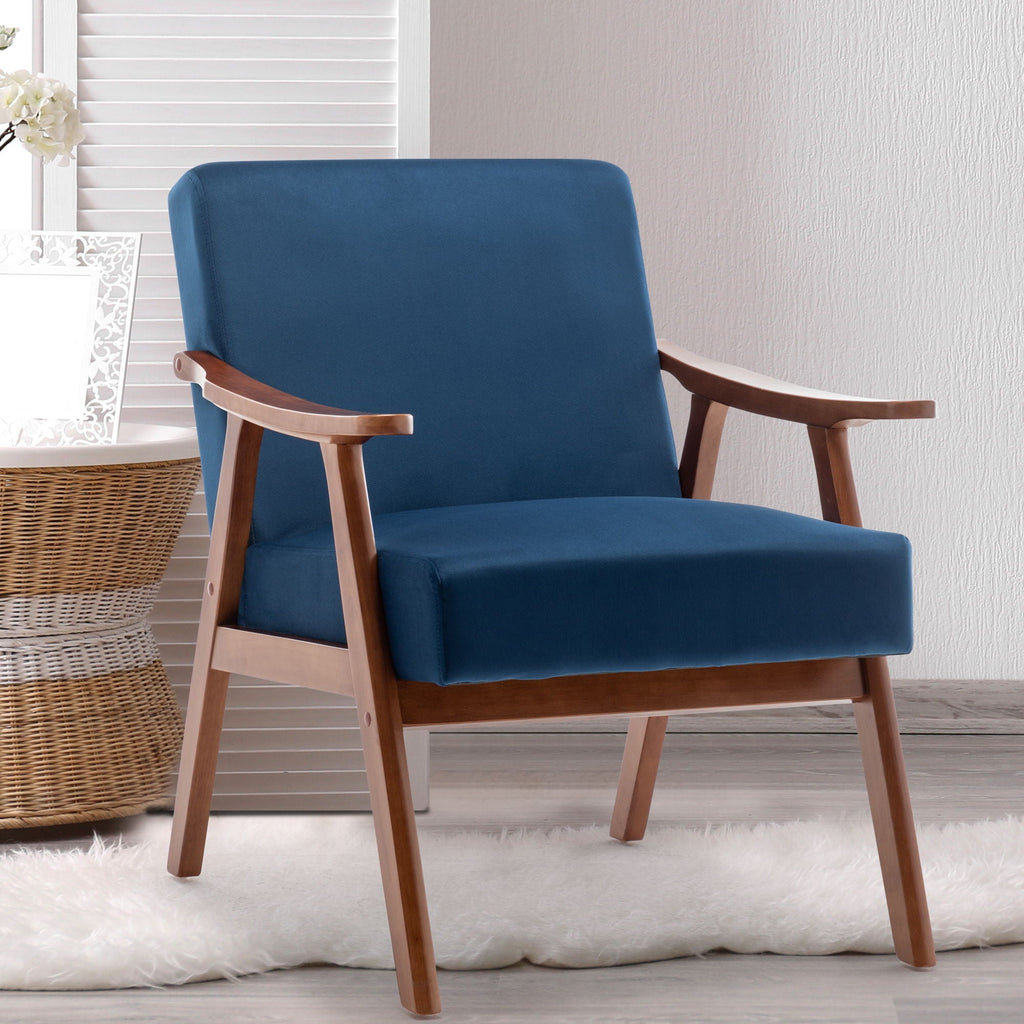 Mid Century Modern Accent Chair With Solid Wood Frame