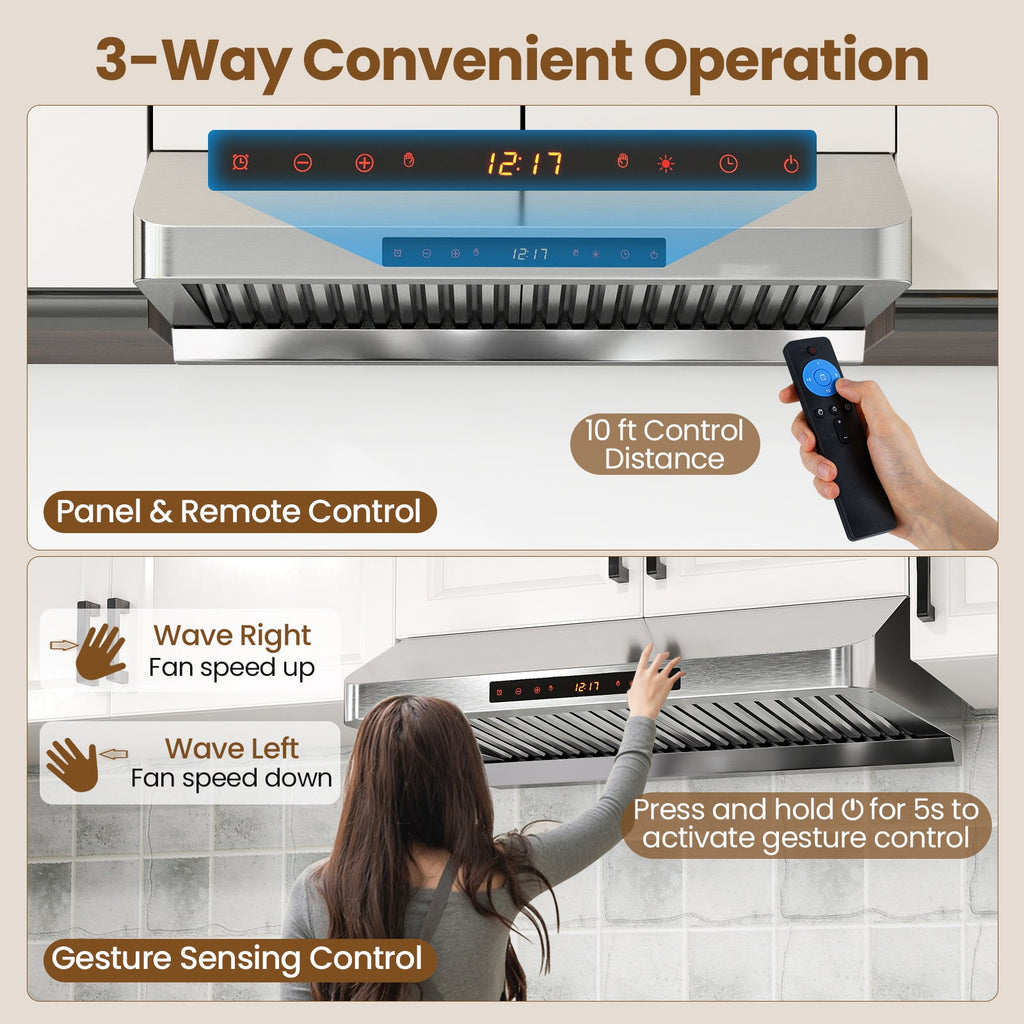 30 Inch Under Cabinet Range Hood with Oil Collector 900 CFM Stainless