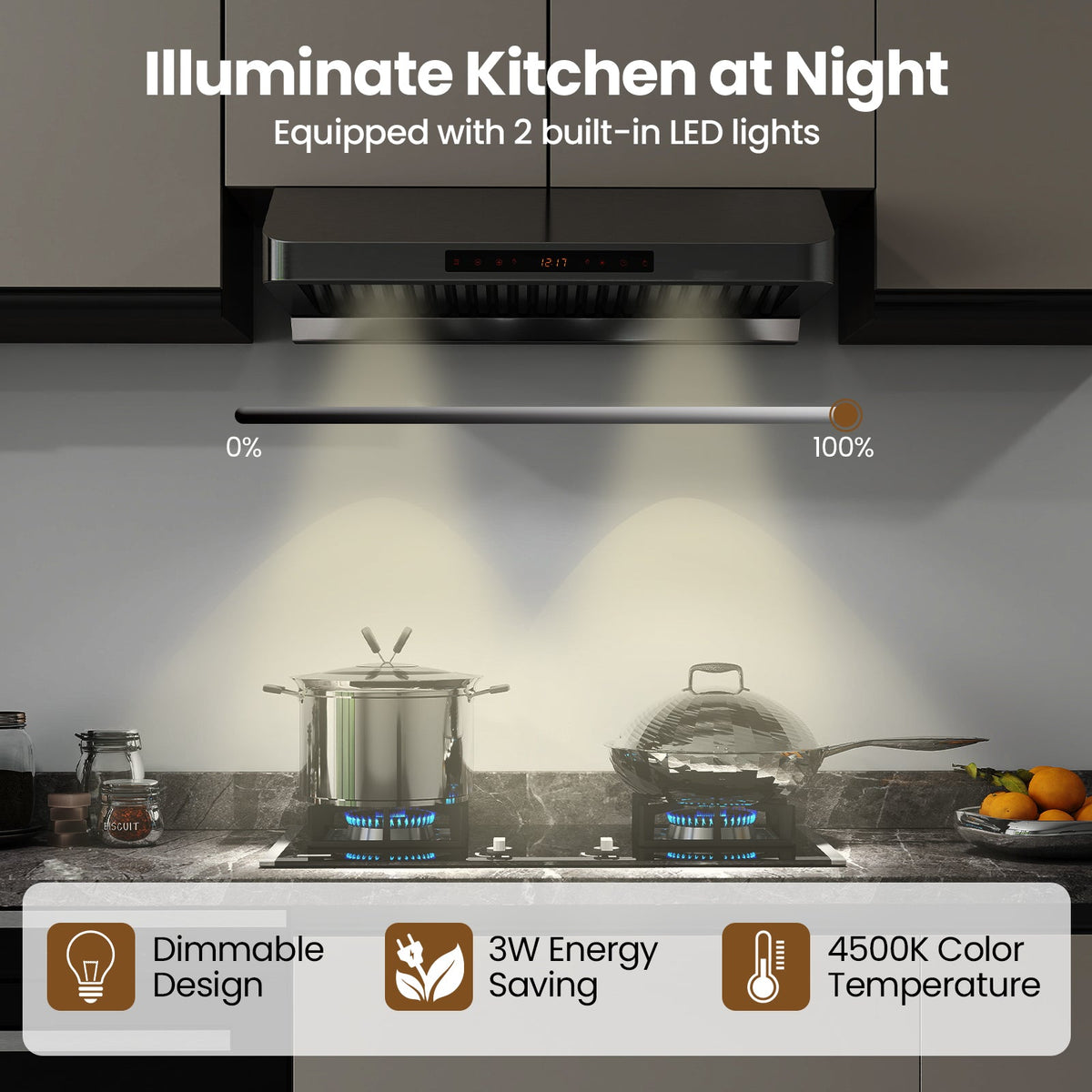 30 Inch Under Cabinet Range Hood with Oil Collector 900 CFM Stainless