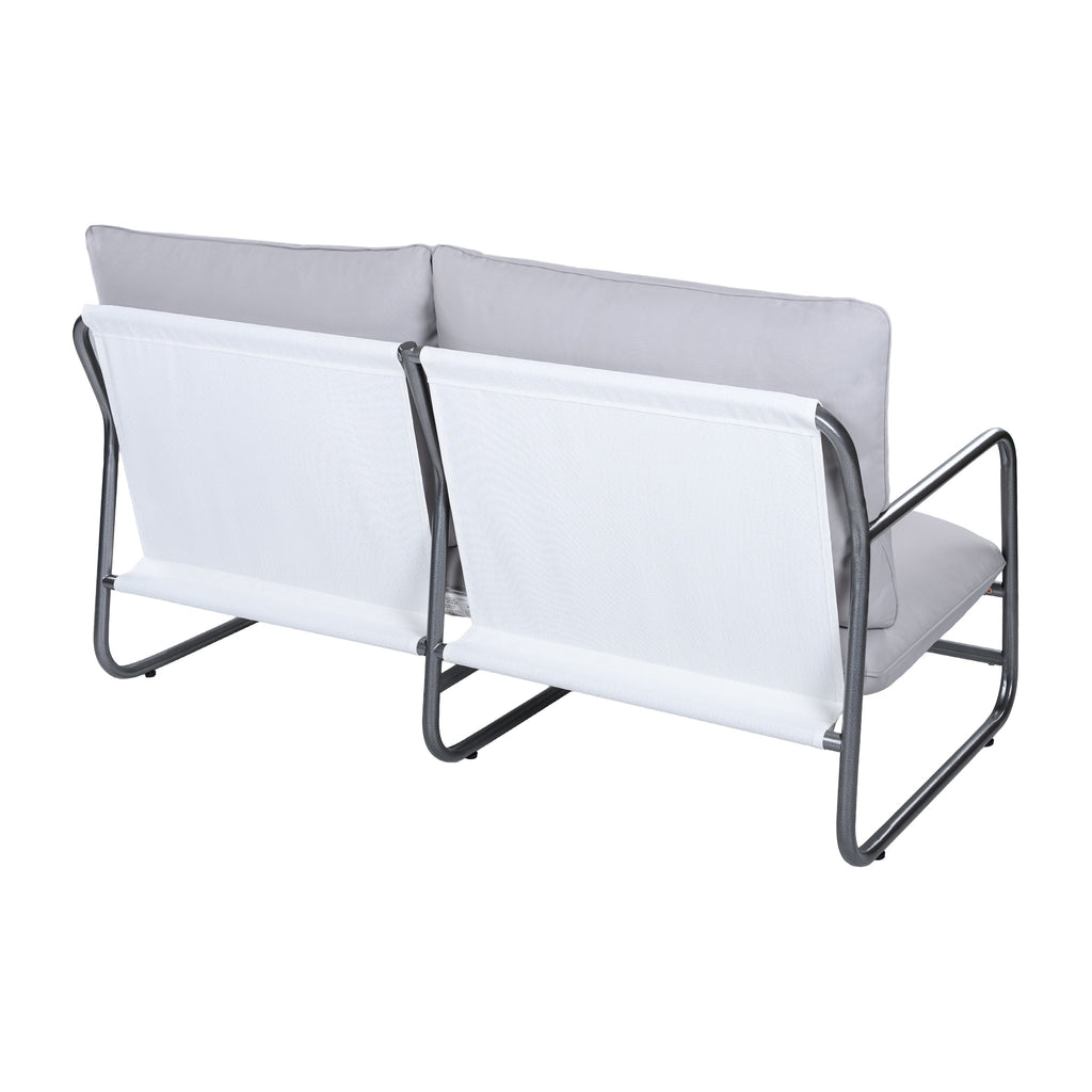 Outdoor Patio 2-Seater Aluminum Frame Loveseat with Water-Resistant Cushions - Light Gray