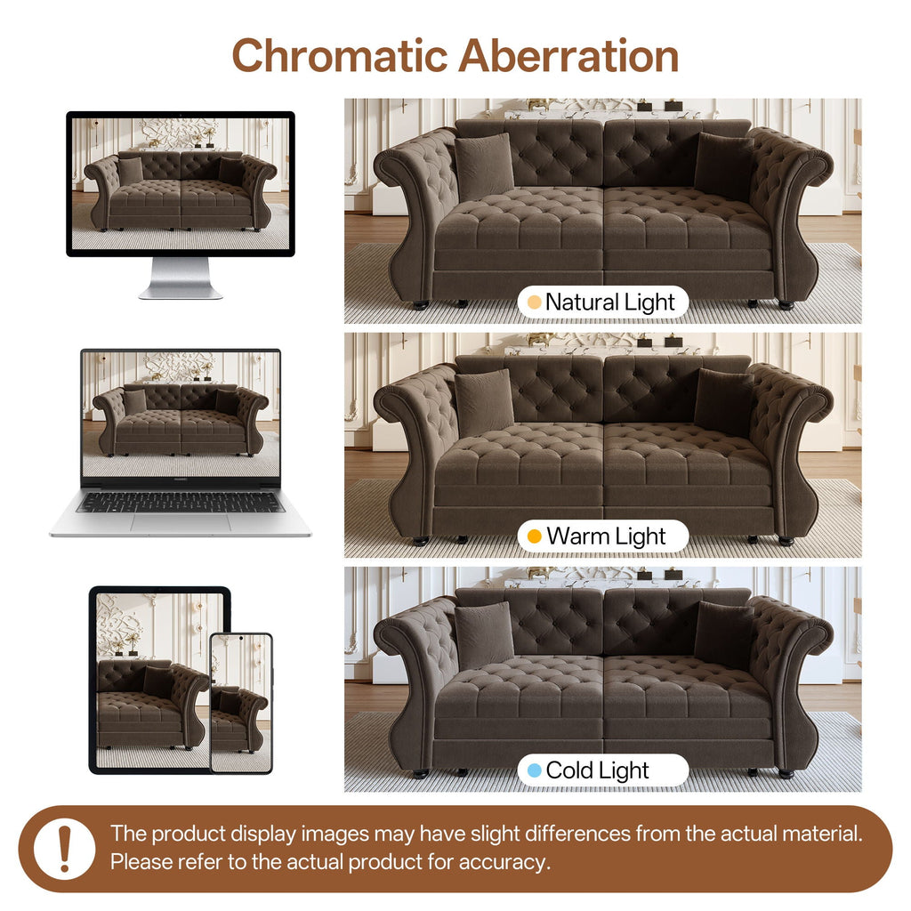 Oversized Chesterfield Pull Out Sofa Bed with Flower Tufting