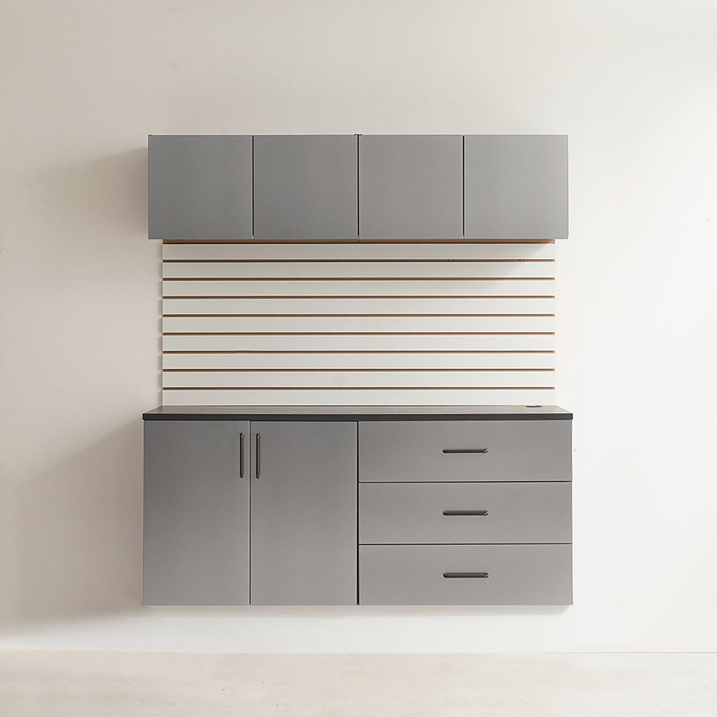 Garage Cabinet Set C With Soft Closing Drawers - Metallic Gray