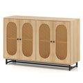 50 Inch Buffet Sideboard Cabinet with 4 Rattan Doors