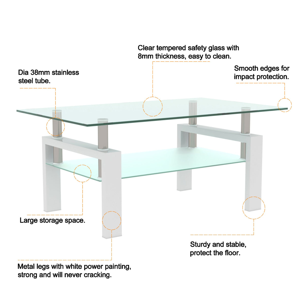 Clear Coffee Table for Living Room