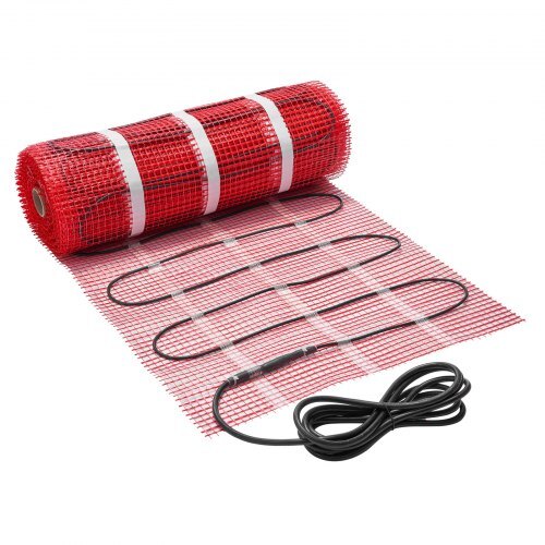 70 sqft Self-Adhesive Mesh Floor Heating Mat System, 120V Electric Radiant Heated Floor System, with Smart Control Thermostat & Alarm, Easy Installation for Tile, Stone, Vinyl