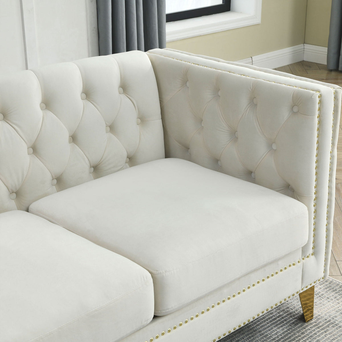 Upholstered Couch Sofa With Button Tufting