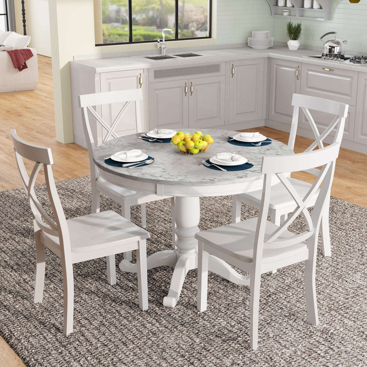 5 Pieces Dining Table and Chairs Set for 4