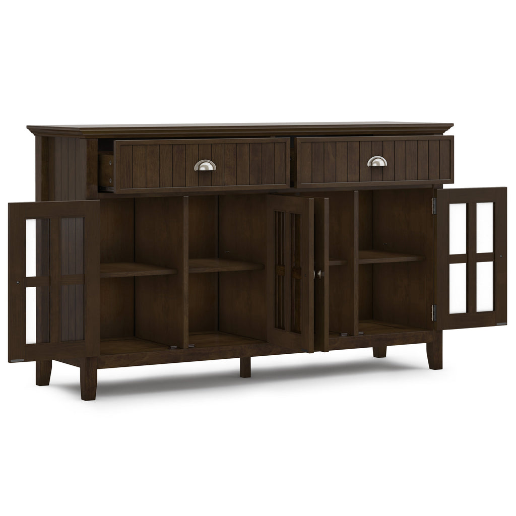 60 Inch Wide Solid Wood Large Sideboard Buffet in Brunette