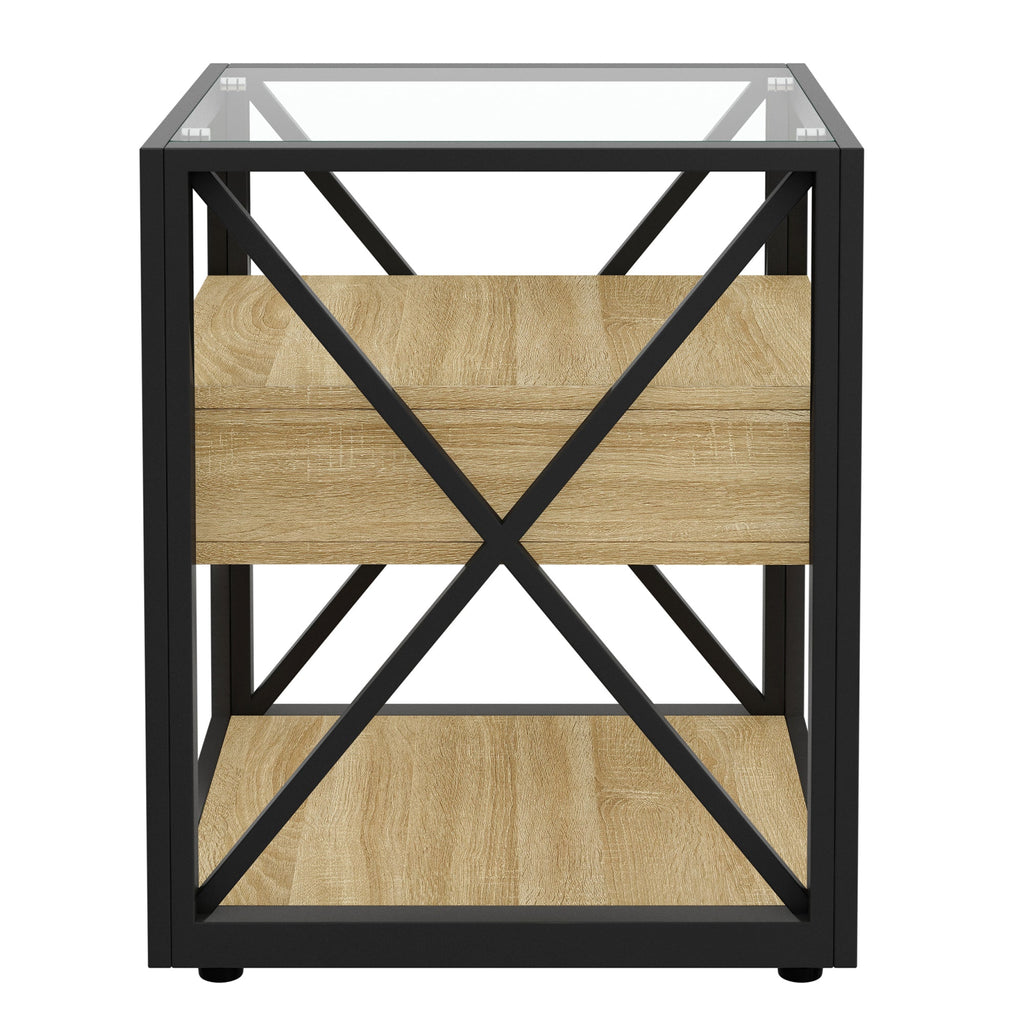 Set of 2 Modern End Table with Drawer