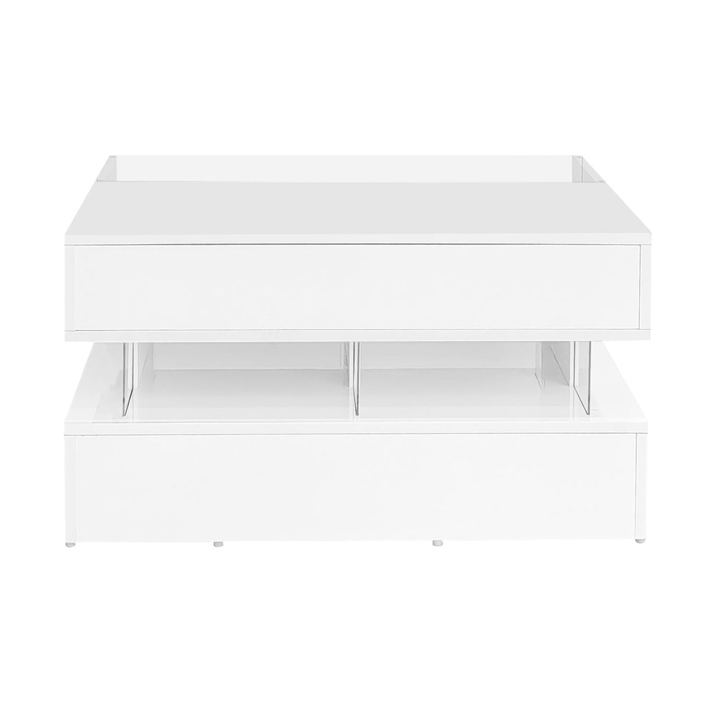 Lift Top Coffee Table With 2 Drawers, Hidden Space And LED Lights
