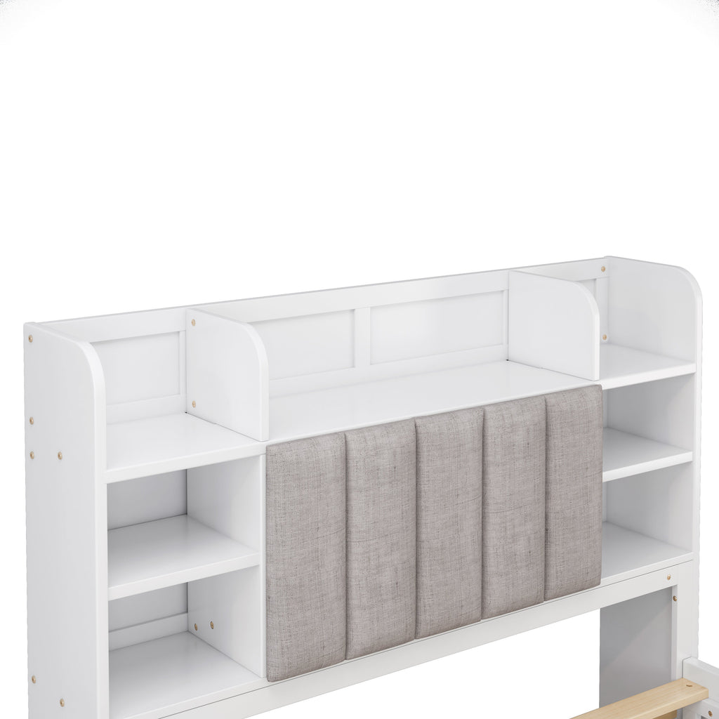 Multi-functional Full Size Bed Frame with 4 Under-bed Portable Storage Drawers