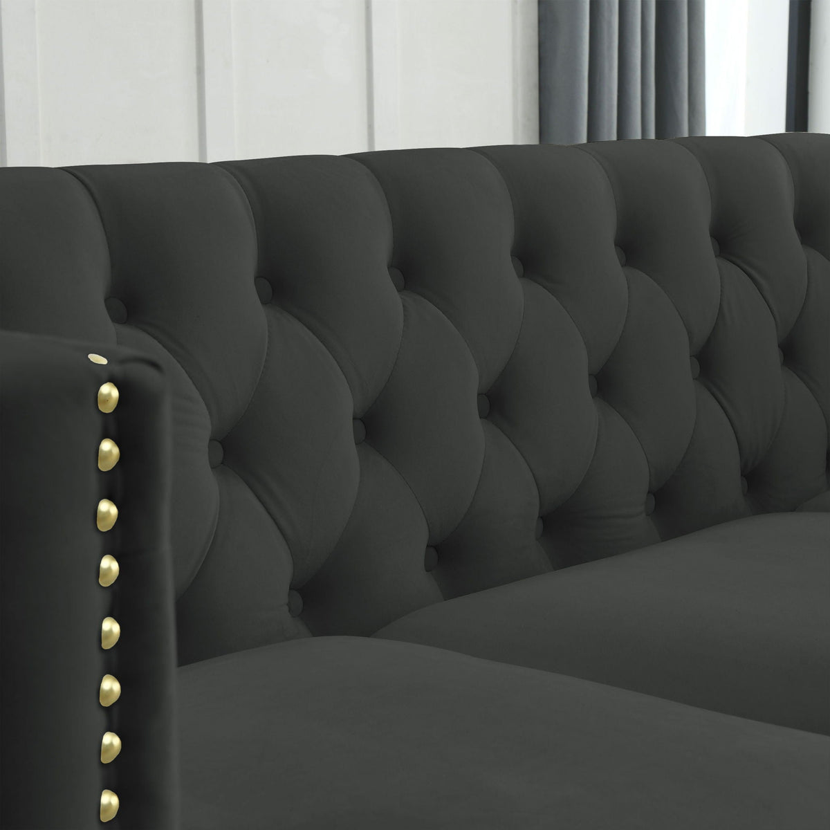 Modern Sofa With Button Tufting, Upholstered Couch For Living Room
