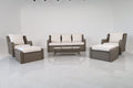 Luxury Rattan Patio Conversation Set with Swivel Chairs & Sofa - Light Gray