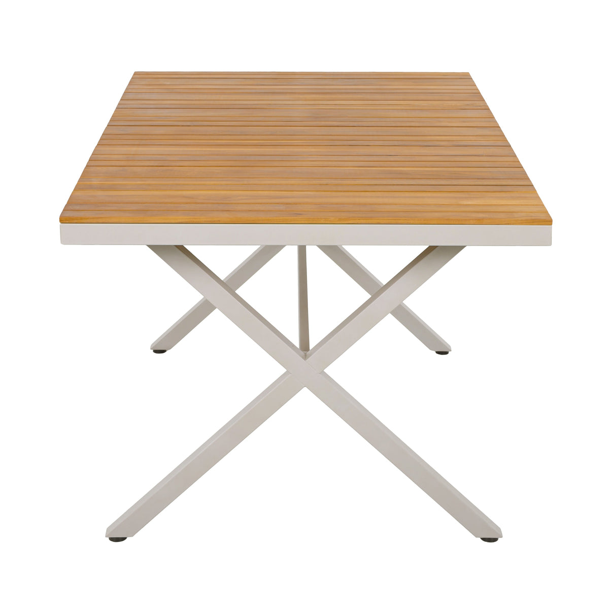 Outdoor 7-Piece Dining Set - Rectangular Teak Wood Table + 6 Wicker Chairs
