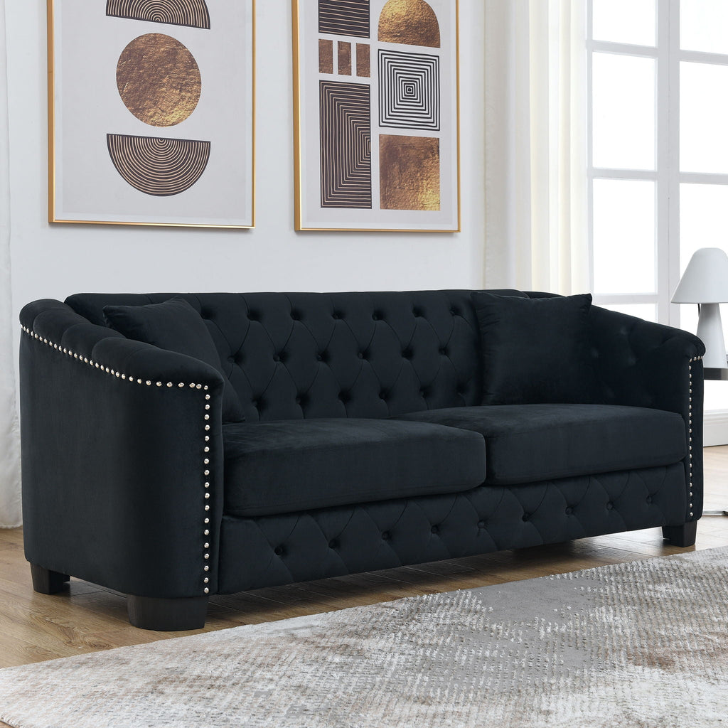 Modern Chesterfield Sofa With Tufted Backrest