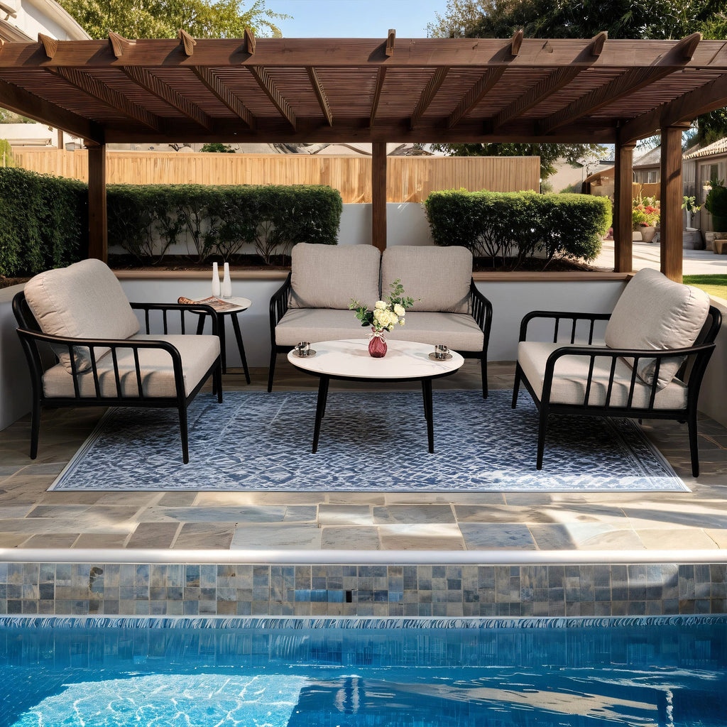 5PC Outdoor Aluminum Patio Sofa Conversation Set
