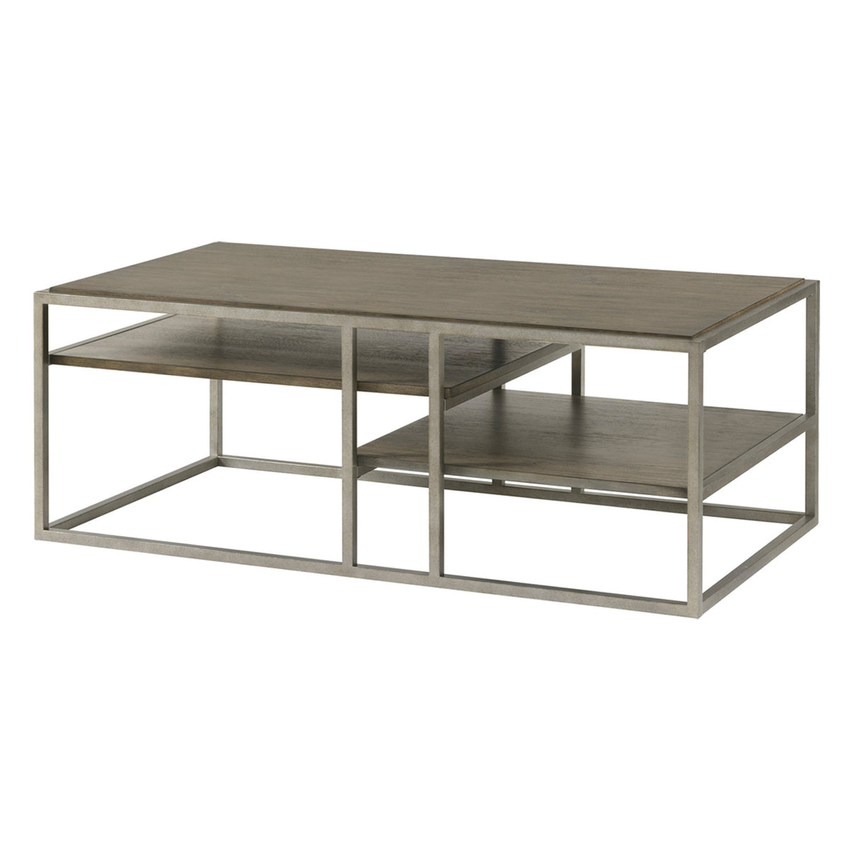 3-Piece Metal Frame Wood Coffee Table and 2 End Tables Set