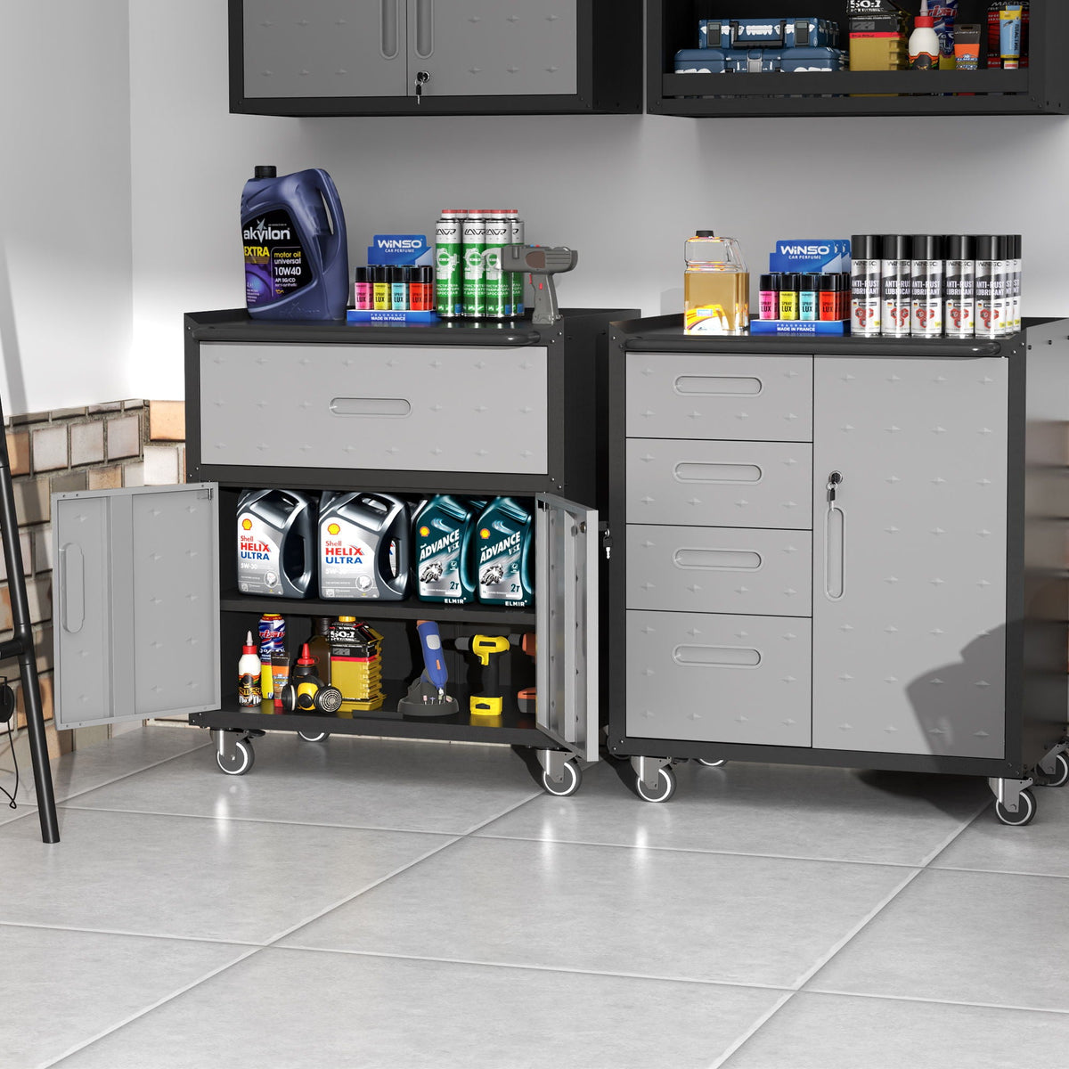Sturdy Metal Tool Storage Cabinet With Wheels