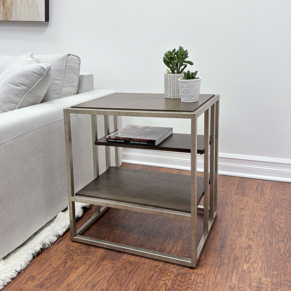 3-Piece Metal Frame Wood Coffee Table and 2 End Tables Set
