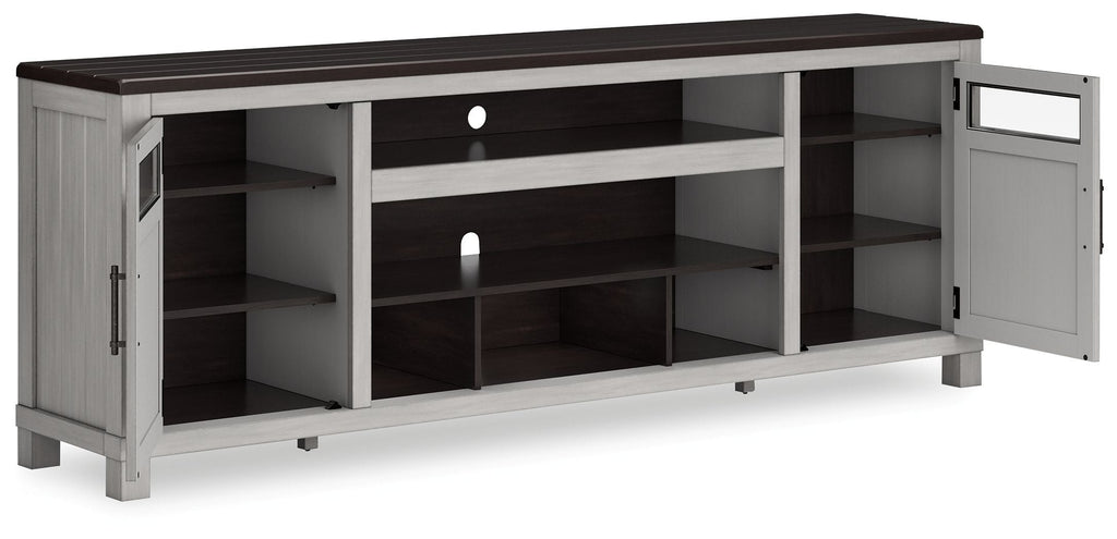 XL TV Stand W/Fireplace Option - Gray / Brown